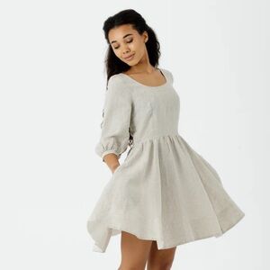 Son de Flor Mini Carmen Dress, 3/4 Sleeve in Natural Dot XXS